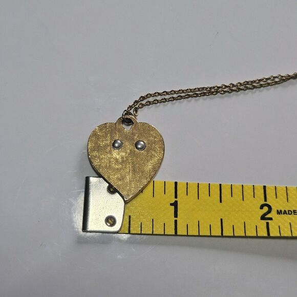 *Sale* Signed Artistry Heart Pendant Necklace Vintage Gold Silver Tone 14 - 17" - Picture 10 of 14